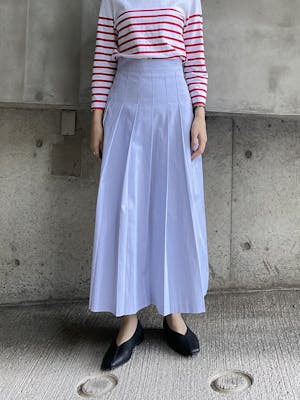 high-waist stripe tuck skirt