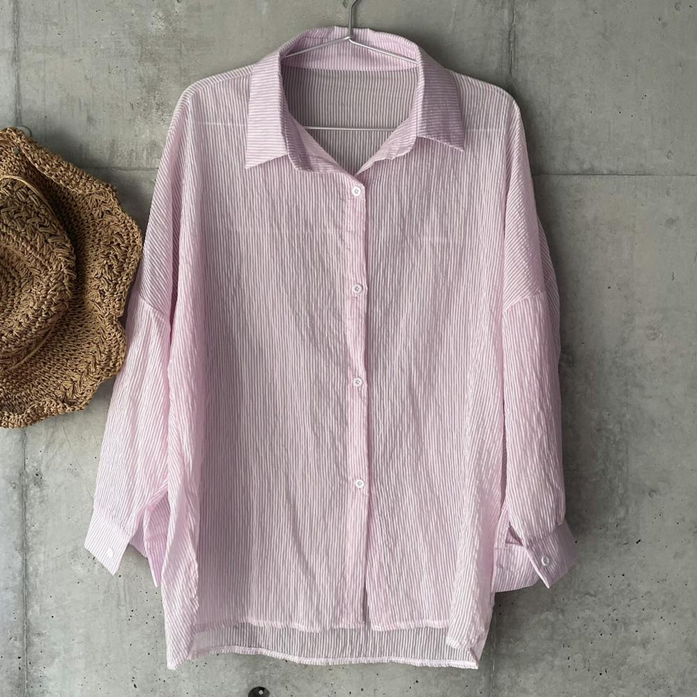 pink stripe shirtの画像2枚目